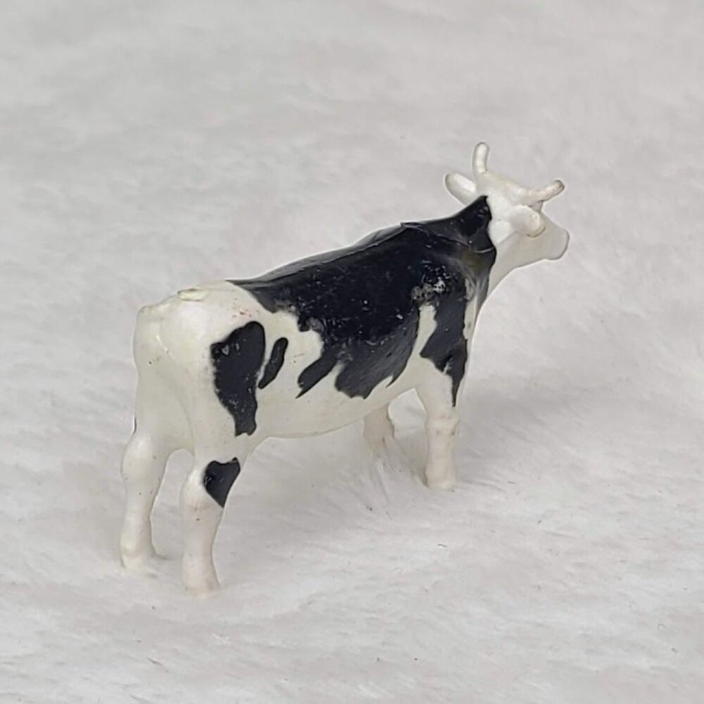 Cow Plastic Toy 1" Black and White Holstein Milk Cow Farm Animal Single - Picture 3 of 9